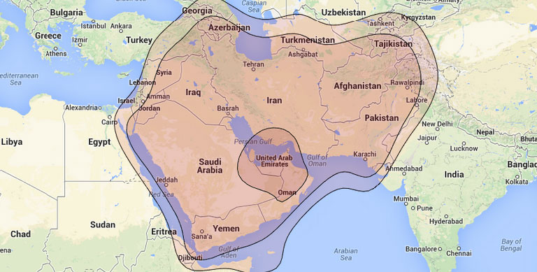 Yahsat Coverage Map
